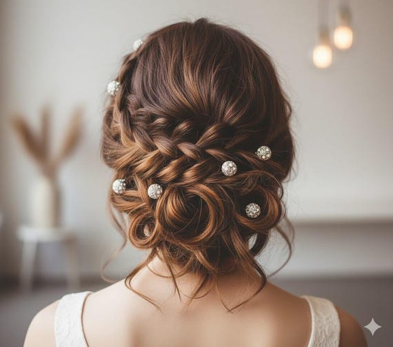 Silver Rhinestone Wedding Hair Pins, Prom Hair Accessories  display picture 2