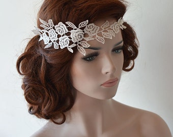 Lace Headpiece For Wedding, Bridal Lace Hair Piece, Wedding Hair Accessory