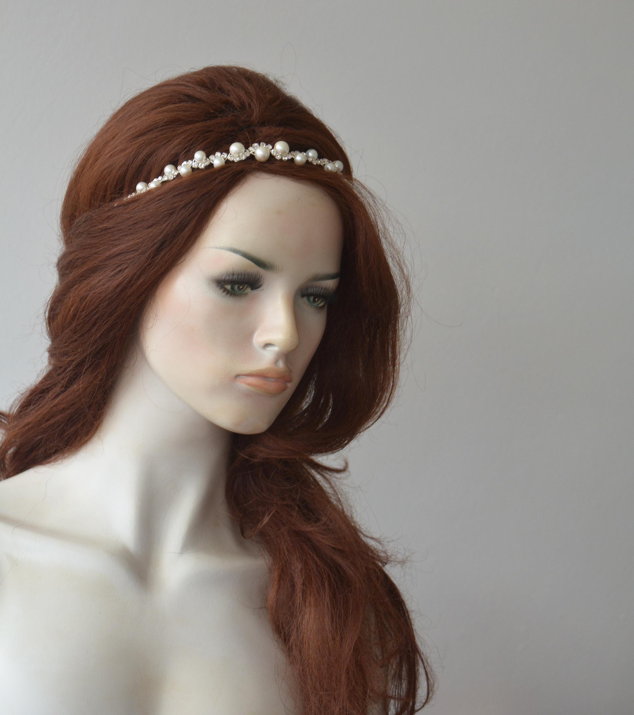 EASEDAILY Accessorio Per Capelli Da Sposa Con Strass E Perle - Fermaglio Lungo 68,6 Cm, Colore Oro Rosa - 2