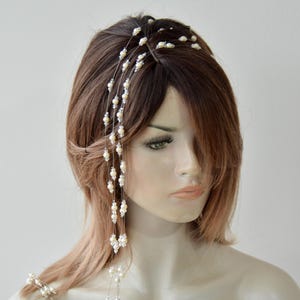 Bridal Pearl Hair Chain: Wedding Hair Piece Pin Clips, Set of 4