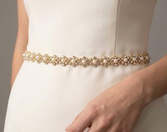 Handgefertigte Strass Perle Brautkleid Schärpe: Satinband Brautgürtel