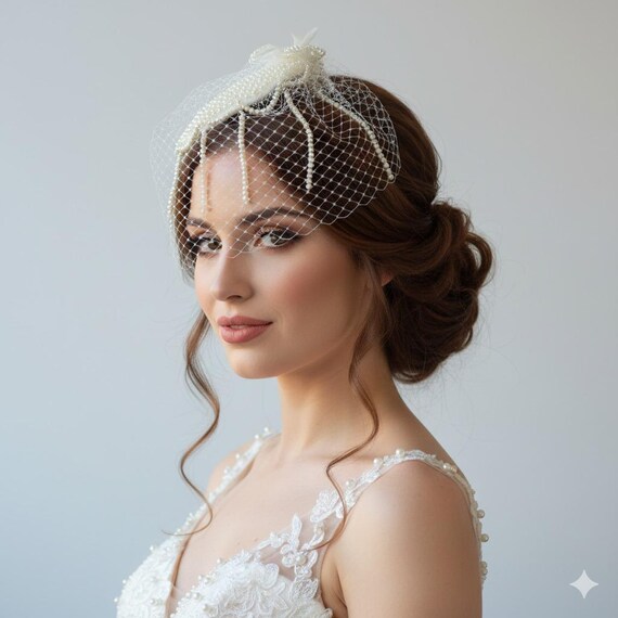 Elegant Pearl and Lace Bridal Headpiece Buy BRIDAL HEADPIECE WITH PEARLSL headband Online | Ellee  main image 2