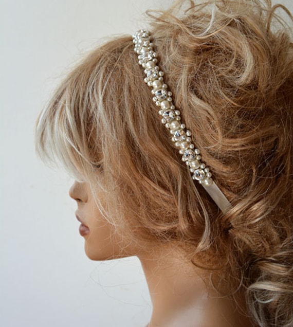 Crown Halo Bride Head Wear ivory Pearls Wedding Hairband Wedding pearl glass headpieces Accessories Hair Accessories Headbands & Turbans Headbands Hair Accessories bride hairband 