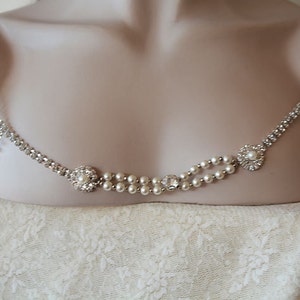 Wedding Shoulder Necklace, Pearl Shoulder Jewelry For Bridal, Crystal Wedding Dress Shoulder Necklace, Body Accessory For Wedding Dress image 7