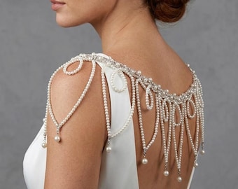 Collar de perlas para boda, hecho a mano, elegante joya para el hombro.