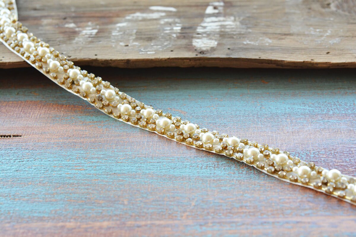 Handmade Pearl Bridal Belt: Rhinestone Wedding Dress Sash - Etsy