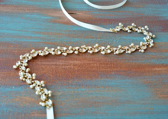 Gold pearl handmade belt Kentucky Handmade Belt Pearls Gold, also in more colors  main image 3