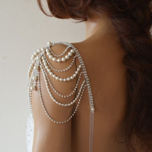 Detachable Strap For Wedding Dress, Bridal Pearl Straps, Crystal and Pearls, Bridal Shoulder Strap, Removable Bridal Straps, For Bride image 2