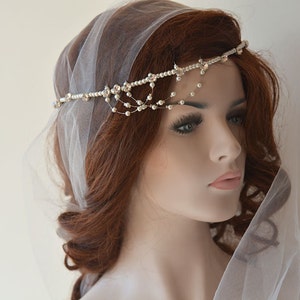 Wedding Hair Accessories For Bride, Bridal Rhinestone and  Pearl Hair Piece