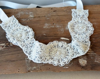 Off White Lace Bridal Belt, Wedding Dress Sash