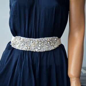 Crystal and Pearl Wedding Dress Belt, Bridal Rhinestone Sash, Wedding Dress Accessories