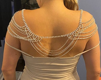 Shoulder Necklace, Rhinestone Wedding Shoulder Jewelry,  Bridal Shoulder, Wedding Dress For Shoulder, Crystal  Body Jewelry For Bride