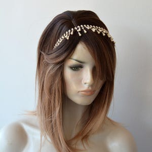 Handmade Rhinestone Pearl Bridal Hair Chain: Wedding Hair Piece