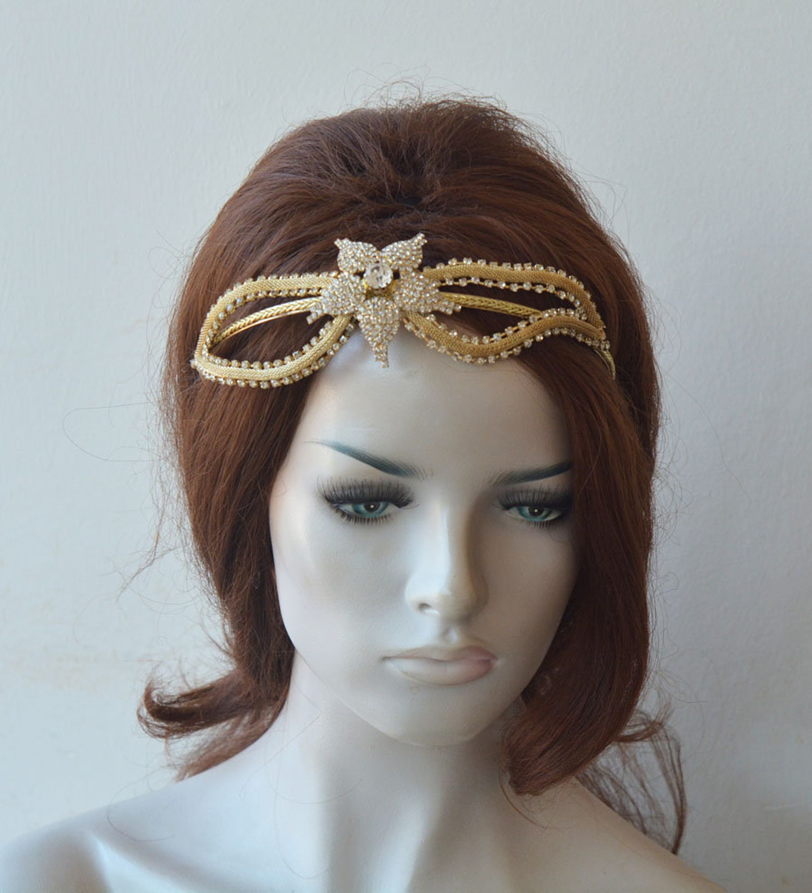 Gold Bridal Tiara Headband Wedding Crown Rhinestone Crown Etsy