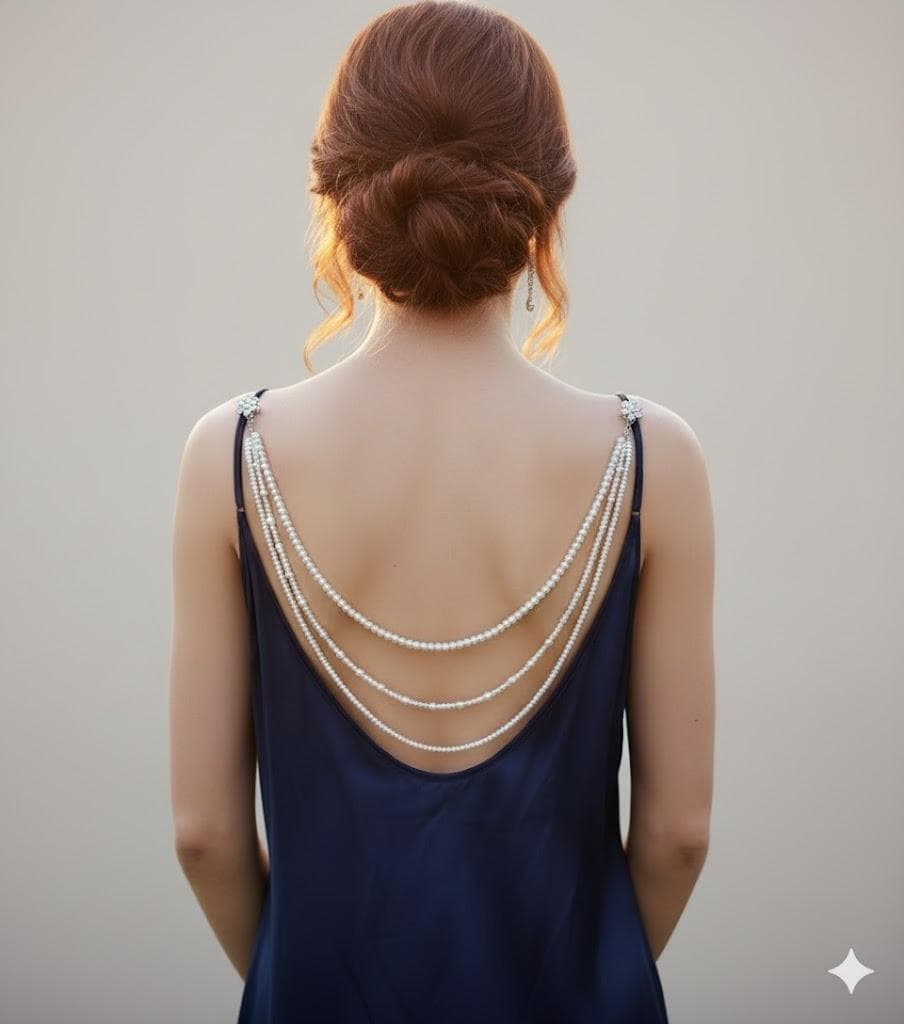 Pearl Wedding Back Drape: Bridal Backless Dress Jewelry