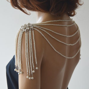 Parel en Strass Bruidsschoudersieraden, Bruiloft Schouderketting