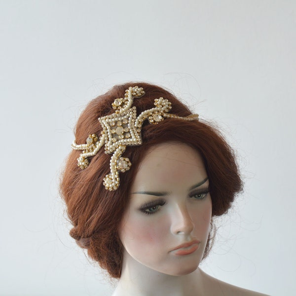 Embroidery Unique Handmade Wedding Hair Piece, Bridal Hair Accessories 1920s