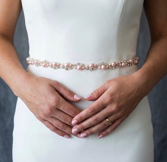 bridesmaid dress belt accessories Rose Gold Crystal Bridal Belt Sash  Elegant Wedding Dress Accessory Applique Only