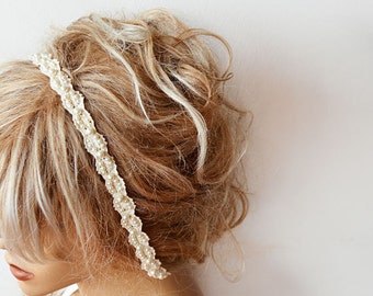 Rustic Lace Wedding Hair Accessory, Lace and Pearl Bridal Hair Accessory