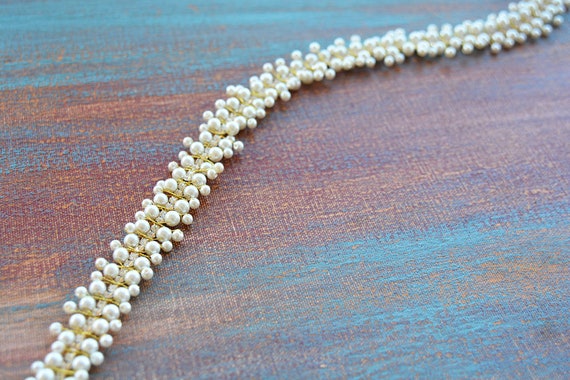 Handmade Pearl Wedding Belt: Gold Bridal Dress Sash - Etsy display picture 3