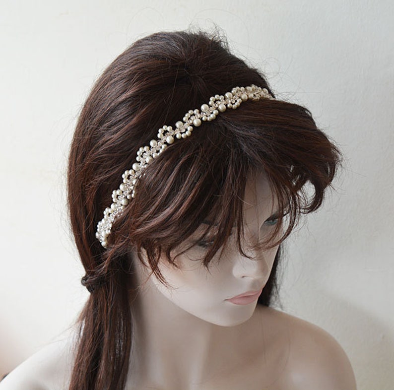 Pearl Wedding Hair Piece, Rhinestone Bridal Hair Accessories image 3