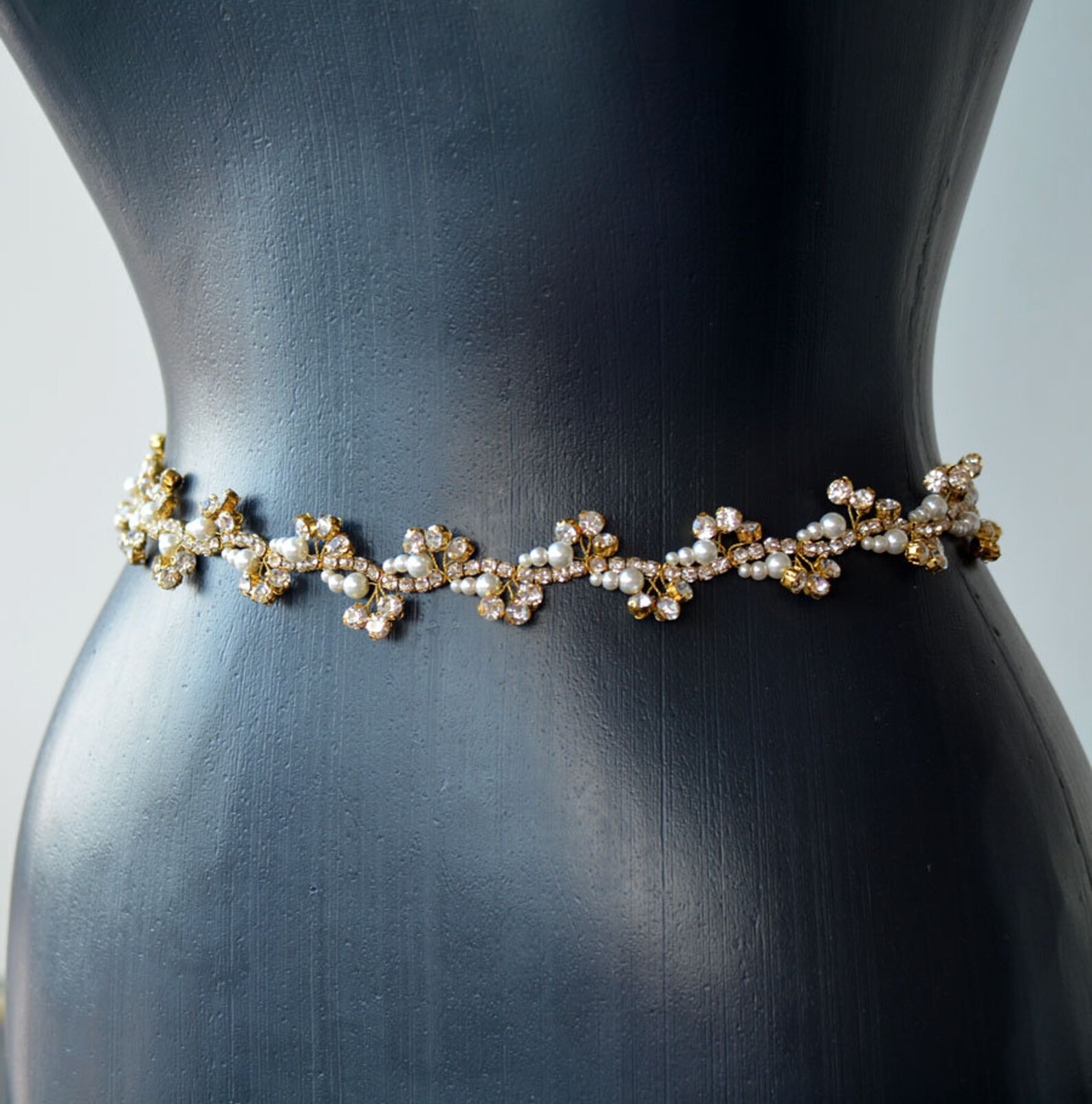 Wedding Dress Belt Pearl and Crystal Bridal Belt Bridal Sash Etsy