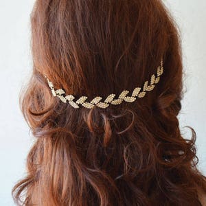 Rhinestone Leafs Headband, Crystal Floral Bridal Hairpiece, Wedding Hair Vine, Grecian Leaf Headpiece, Bridal Rhinestone Halo Head Piece