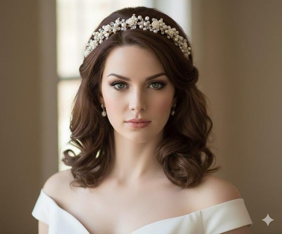 Elegant Crystal and Pearl Headpiece, Vintage Style Bridal  display picture 3