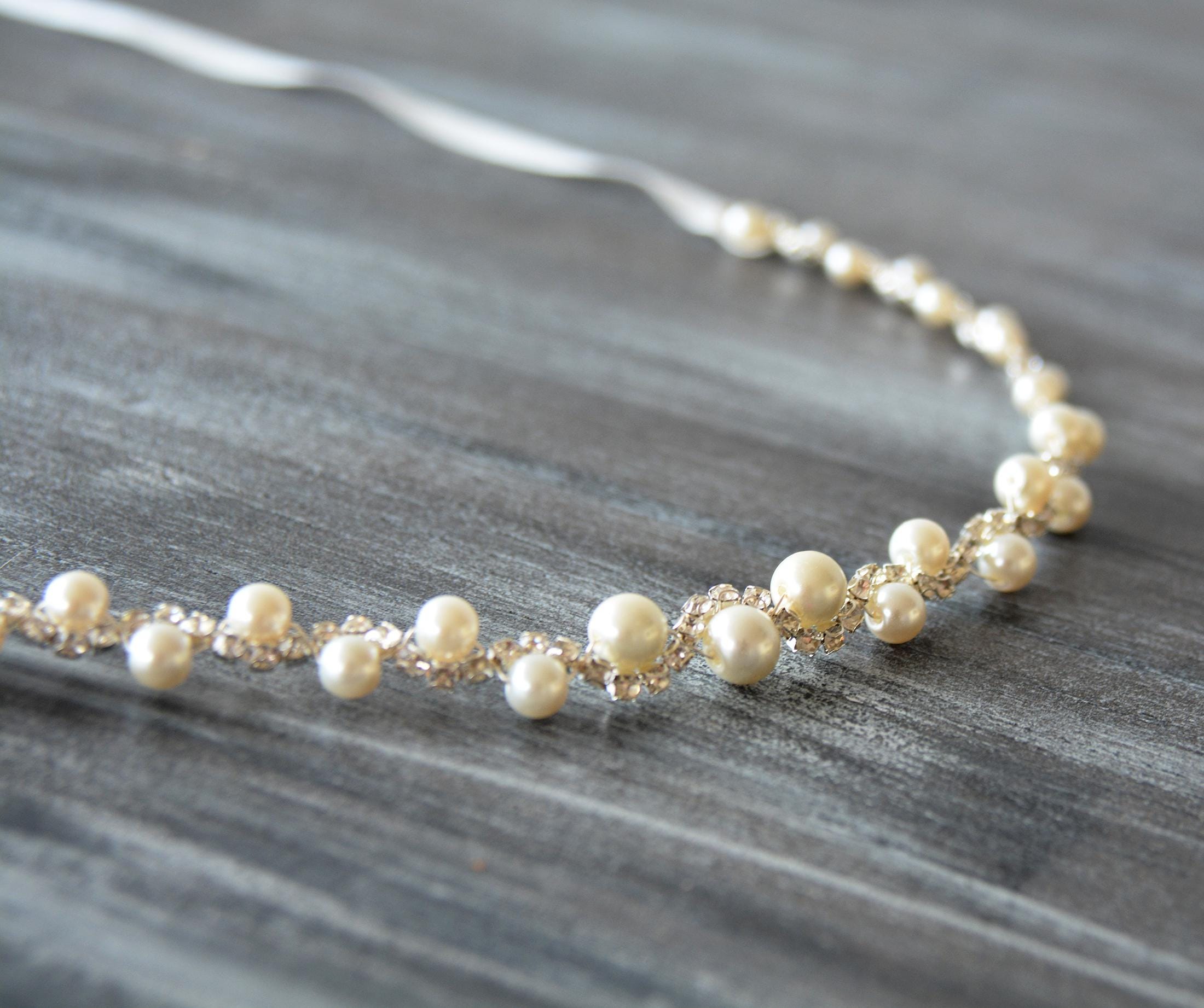 Pearl Bridal Belt: Crystal Wedding Dress Sash, Satin Ribbon 