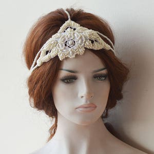 Handgefertigter eleganter Vintage-Stil Perlenhaarteil für Hochzeit, Braut Haarschmuck 1920er Jahre