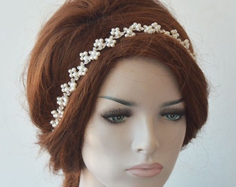 Pearl Wedding Headpiece for Bride, Rhinestone Hair Piece, Bridal Hair Accessories