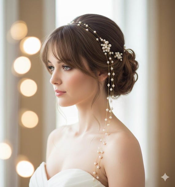 Pearl Wedding Long Hair Vine, Bridal Hairpiece, 60 Inch - Etsy