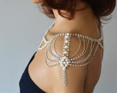 Shoulder Necklace For Wedding Dress, Pearl Shoulder Jewelry For Bride, Rhinestone And Body Accessory For Wedding, Crystal Bridal Jewelry
