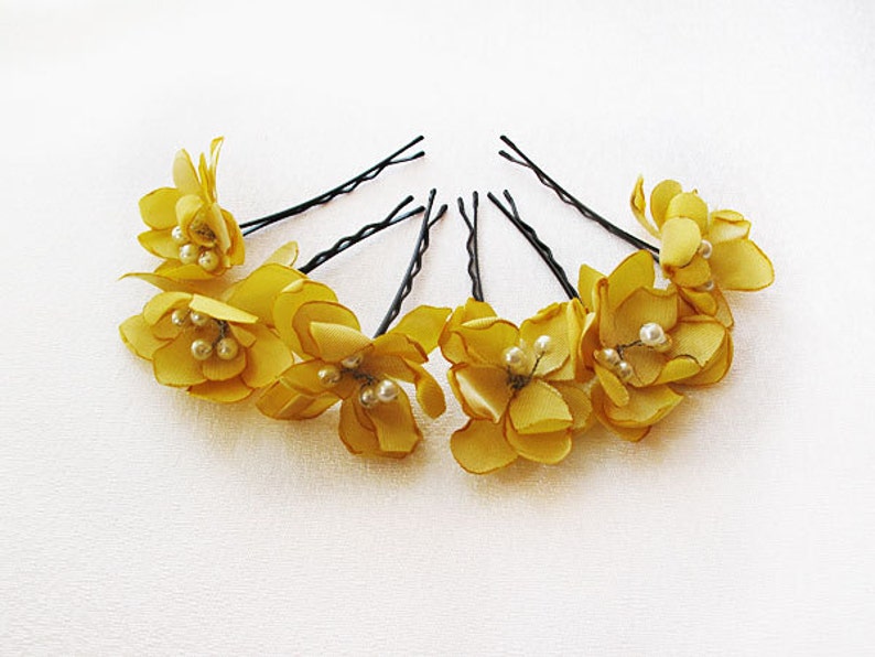 Yellow Flower Hair Clip Flower Wedding Hair Accessories Etsy UK