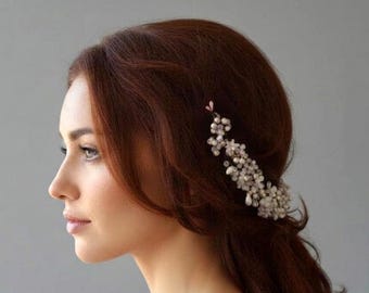 With Beads Wedding Hair Piece, Bridal Floral Hair Accessories