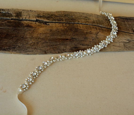 Pearl Rhinestone Wedding Belt: Handmade Crystal Bridal Sash 