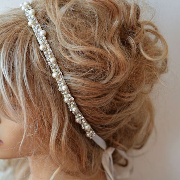 Wedding  Hair Accessories For Bride, Rhinestone and Pearl Hair Piece