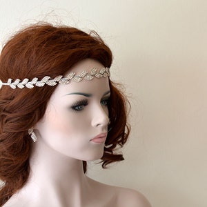 Bridal Leafs Headband, Crystal Floral Bridal Hair Piece, Grecian Leaf Headpiece, Wedding Hair Vine, Halo Head Piece, Headpiece For Wedding