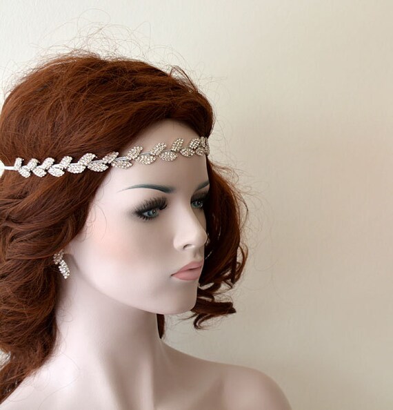 Crystal Bridal Leaf Headband: Rhinestone Wedding Hair Vine 