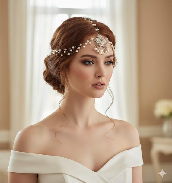 Bandeau élégant Pour Femmes Avec Pendentif En Diamant, Cristal En Forme De Goutte, Chaîne De Tête En Strass, Bijou De Tête