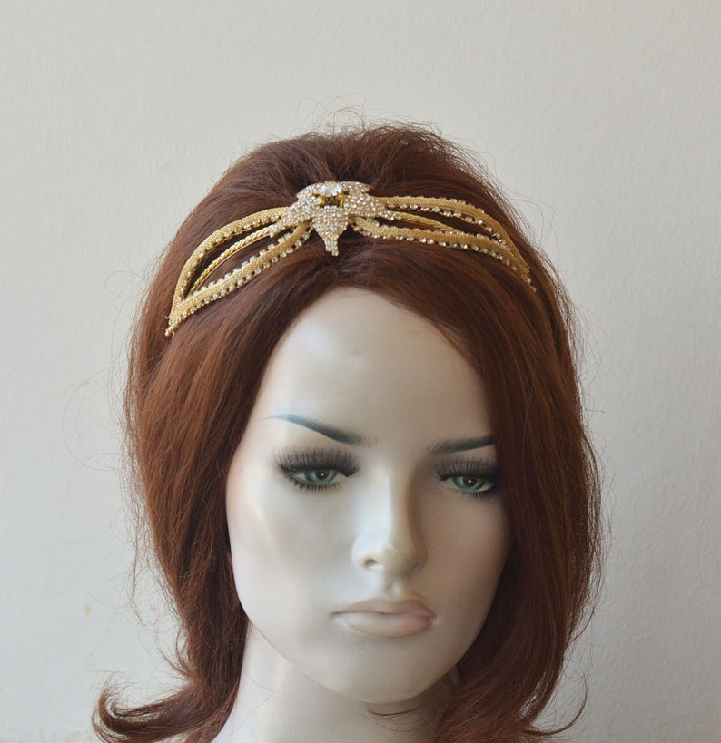 Gold Bridal Tiara Headband Wedding Crown Rhinestone Crown Etsy