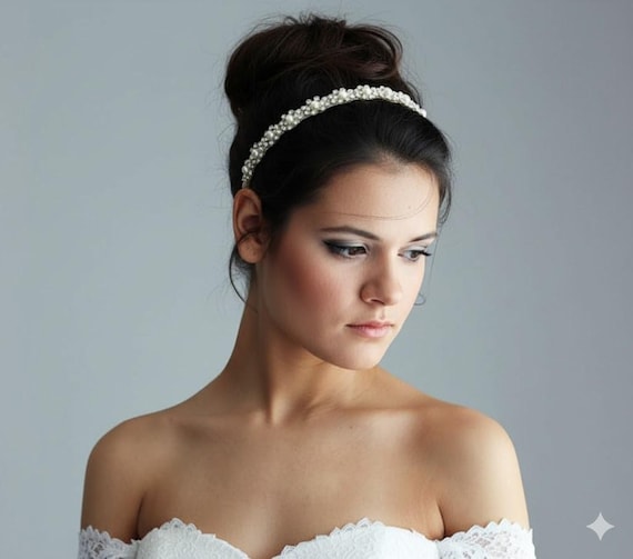 Bridal hairpiece with rhinestones pearls Amazon.com : Unicra Flower Bride Wedding Hair Vine Pearl  main image 3