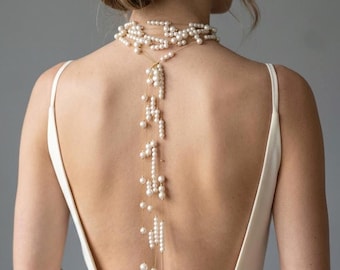 Pearl Bridal Back Necklace: Elegant Dress Attachment
