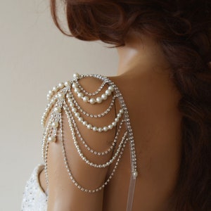 Detachable Strap For Wedding Dress, Bridal Pearl Straps, Crystal and Pearls, Bridal Shoulder Strap, Removable Bridal Straps, For Bride image 5