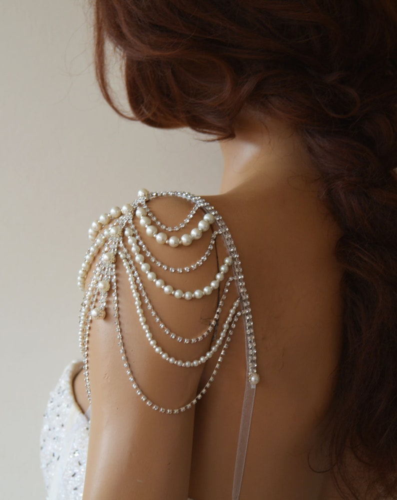 Detachable Strap For Wedding Dress, Bridal Pearl Straps, Crystal and Pearls, Bridal Shoulder Strap, Removable Bridal Straps, For Bride image 5