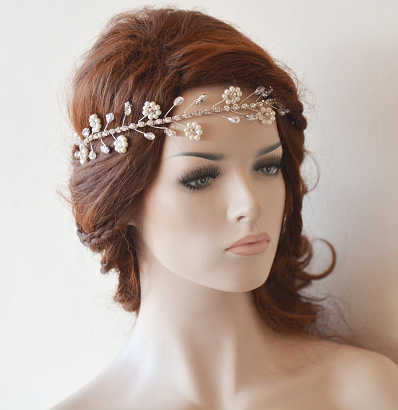 Pearl Wedding Hair Accessories, Crystal Bridal Hair Piece image 1