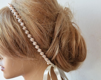 With Pearls and Lace Headpiece For Wedding, Bridal Hair Accessories