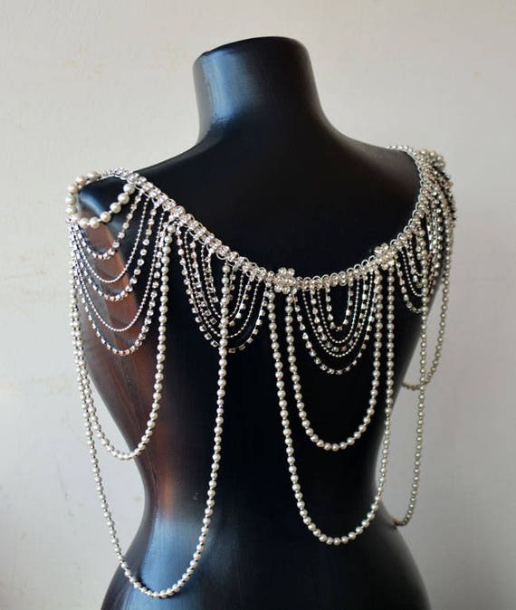 Pearl Shoulder Necklace, Wedding Dress for Shoulder Jewelry, Bridal  Shoulder Necklace, Rhinestone and Pearl Bridal Jewelry Accessories 