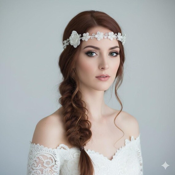 Wedding Headpiece. Bridal Lace Beaded Hair Piece. Amazon.com : BABEYOND Bridal Headpiece Wedding Headband  main image 3