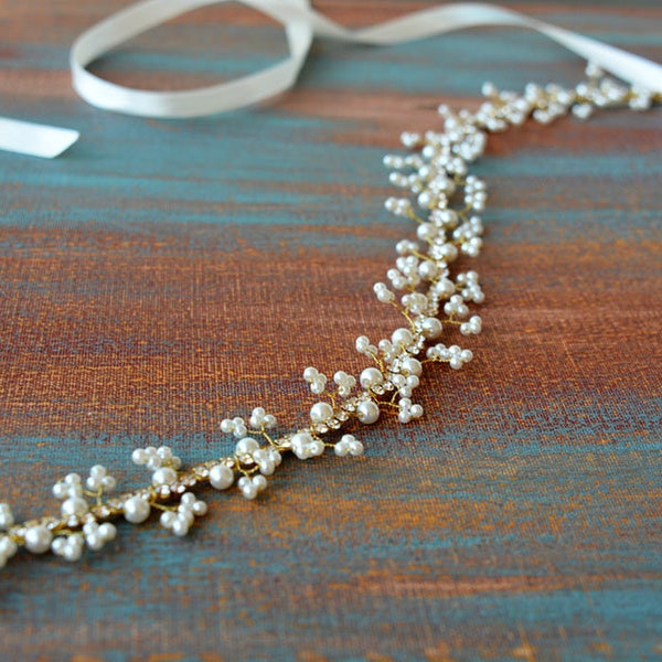 Pearl and Rhinestone Sash Belt, Elegant Belt For Bridal, Wedding Accessories